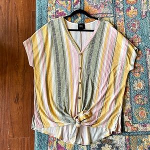 Stripped Short Sleeve with tie 1x